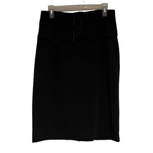 Worthington Pencil Skirt Corset Waist Black Retro 80s Split Back Lined Career